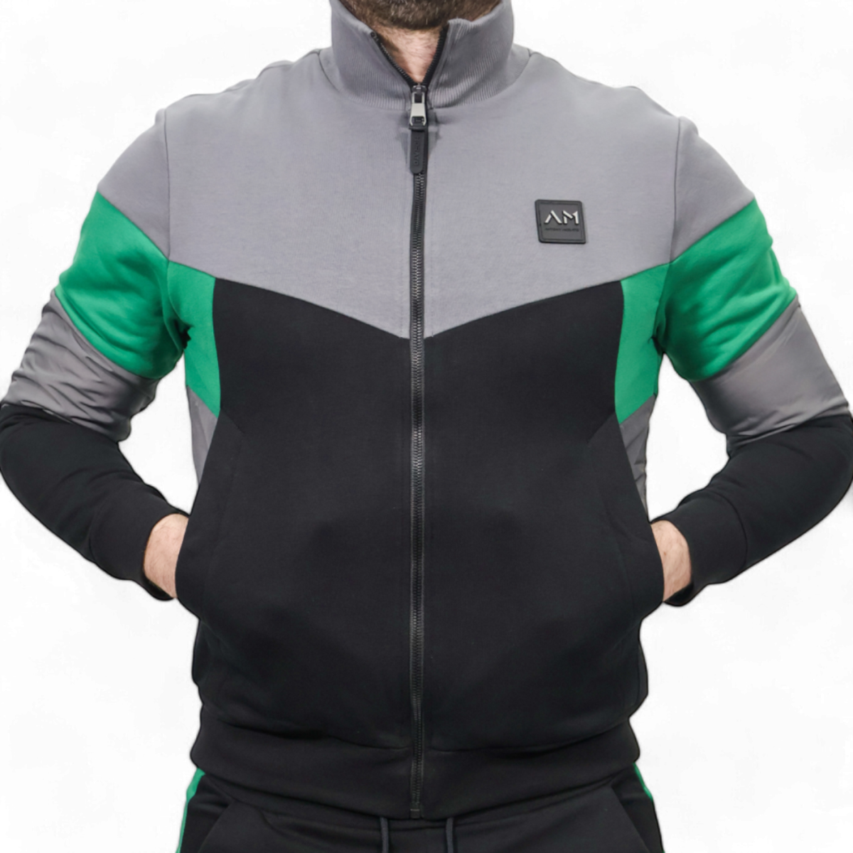 Sudadera con Cremallera Antony Morato Negro Regular Fit con Bandas