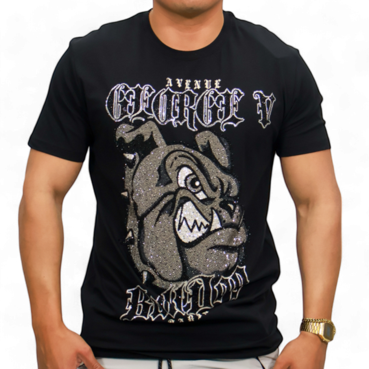 Camiseta George V Paris Cartoon Negra