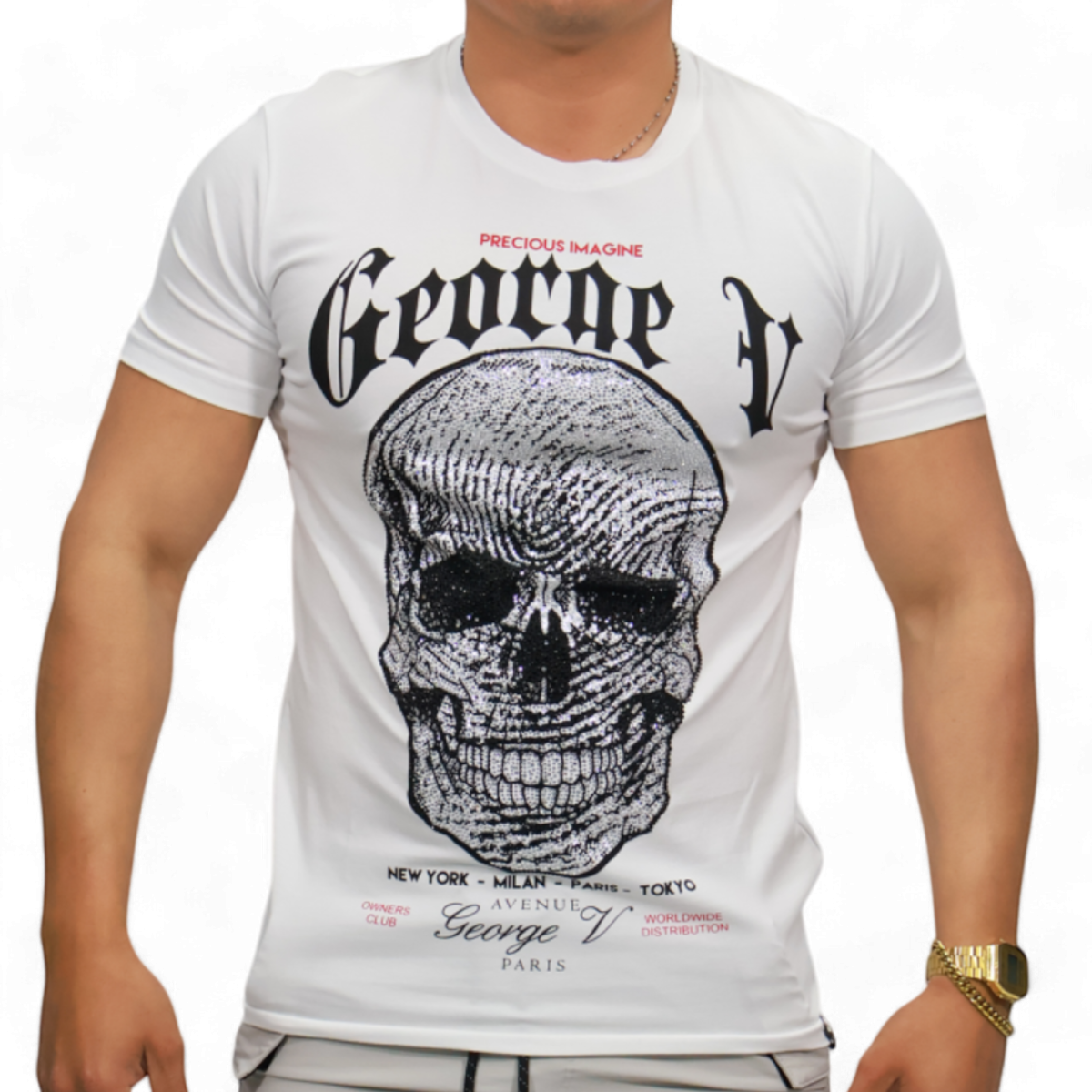 Camiseta George V Paris Shiny Skull Blanco