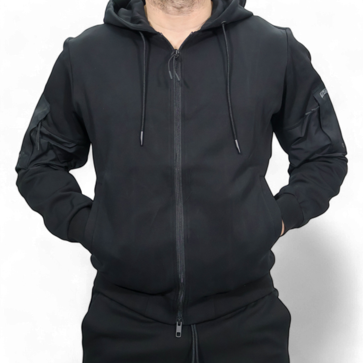 Sudadera Antony Morato con Coderas Bimaterial Negro