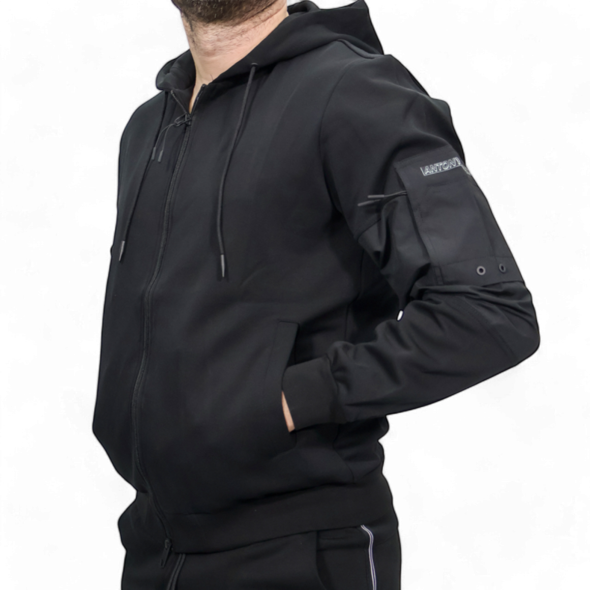Sudadera Antony Morato con Coderas Bimaterial Negro Antony Morato | Sudaderas  - Estilo urbano premium 2