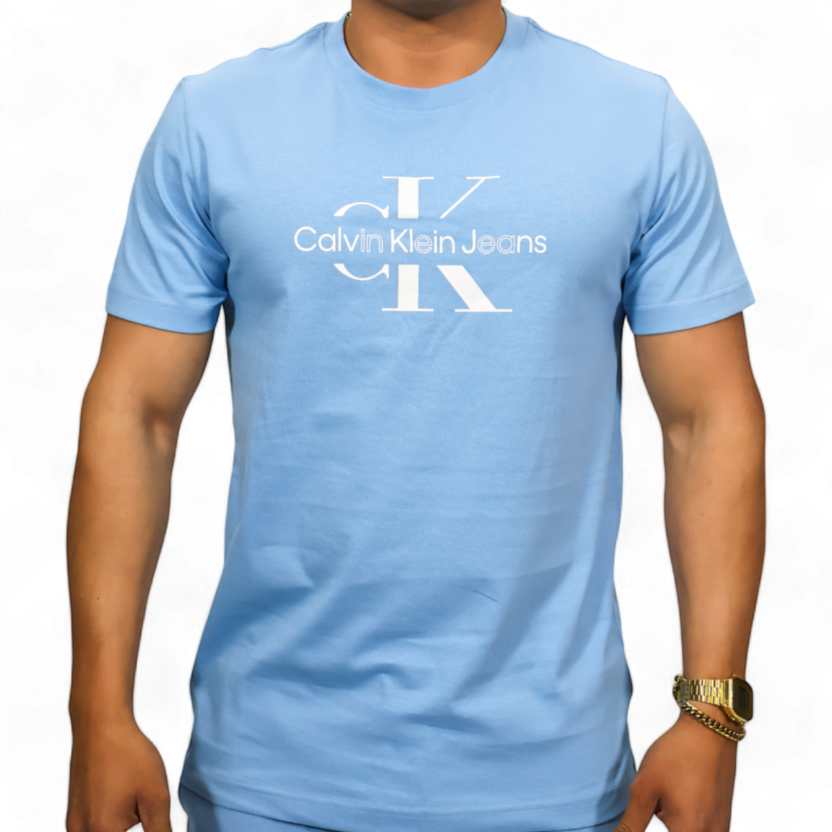 Camiseta Calvin Klein Basic Logo Fronyal Azul