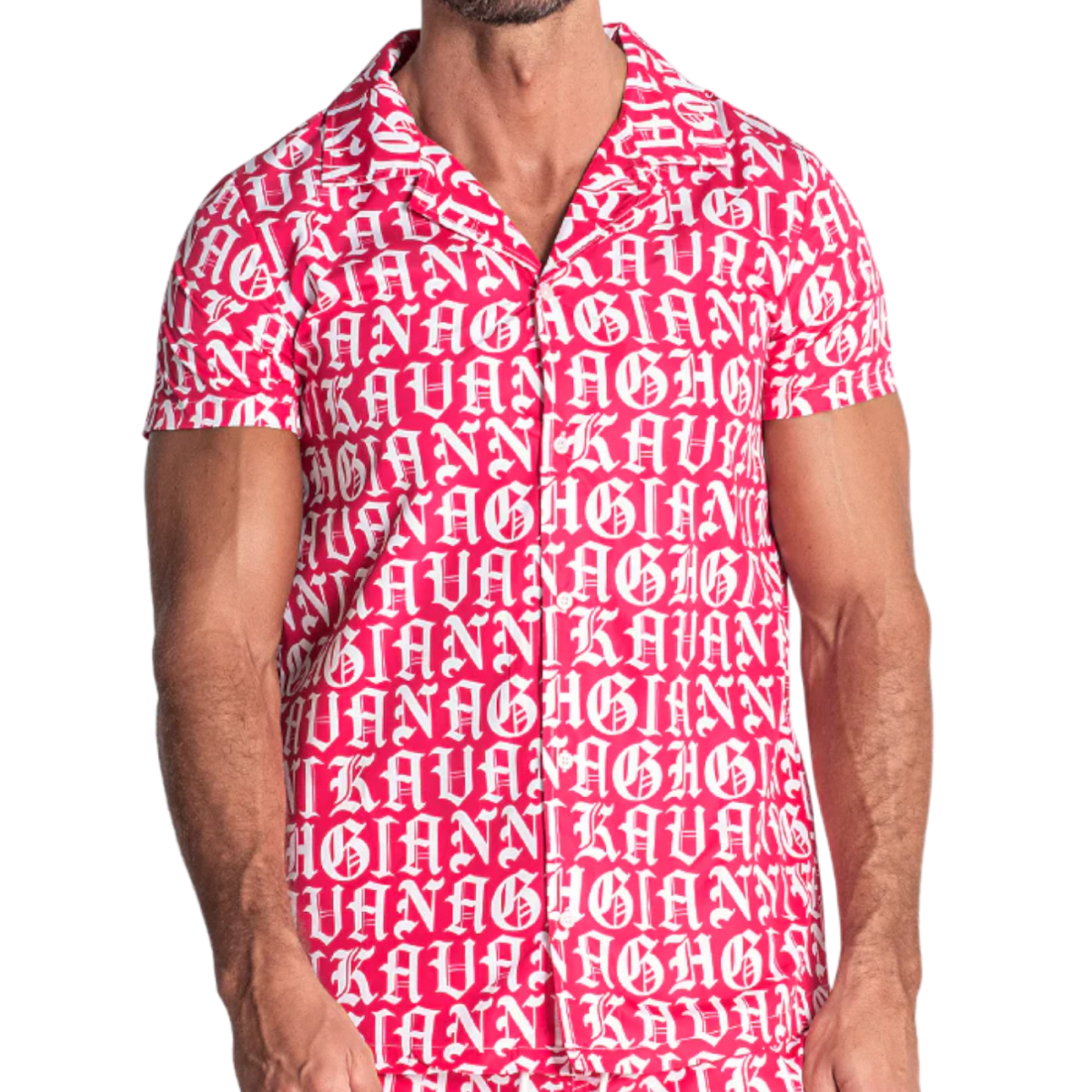 Camisa Gianni Kavanagh Hawaiana Message Rosa