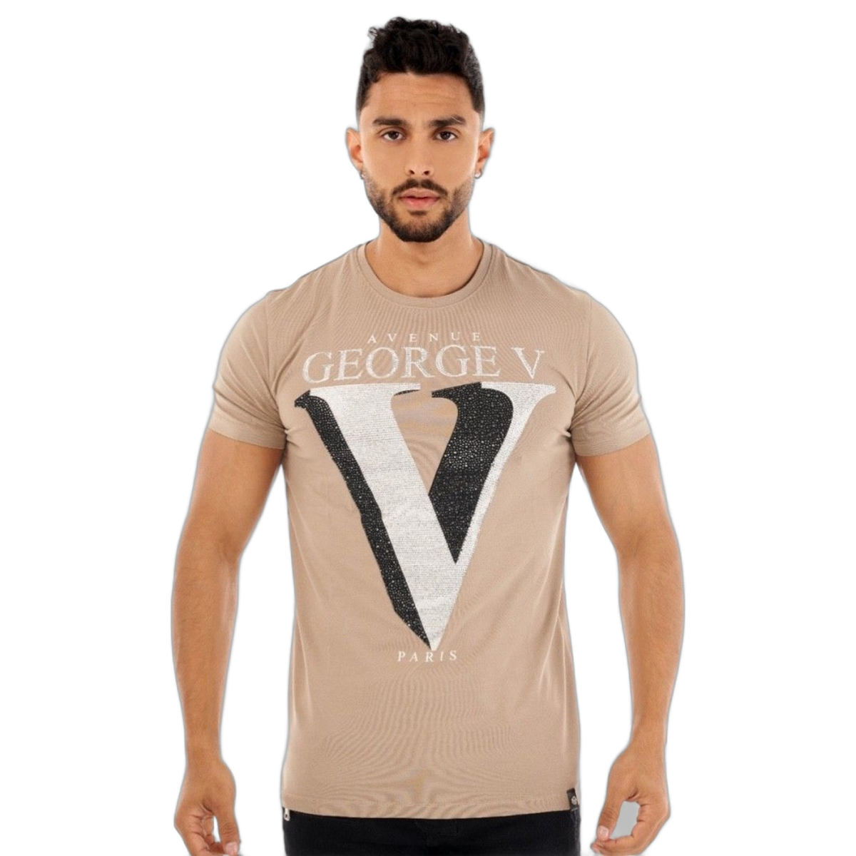 Camiseta George V Paris Logo V Brillante Beig