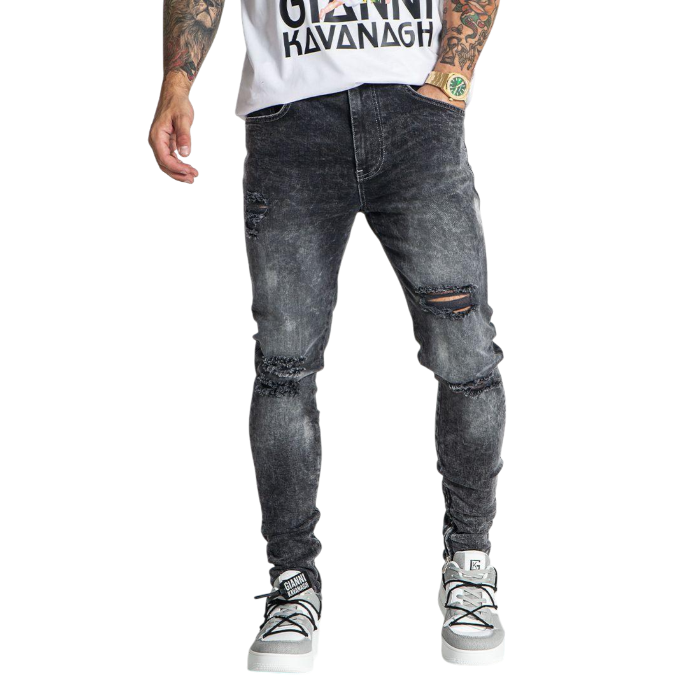 Jeans Gianni Kavanagh Rotos con Cremallera Gris