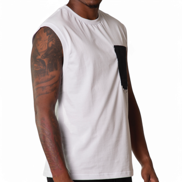Camiseta Antony Morato Sin Mangas Bolsillo Contraste Blanco Antony Morato | Conjuntos Cortos Hombre  - Estilo urbano premium