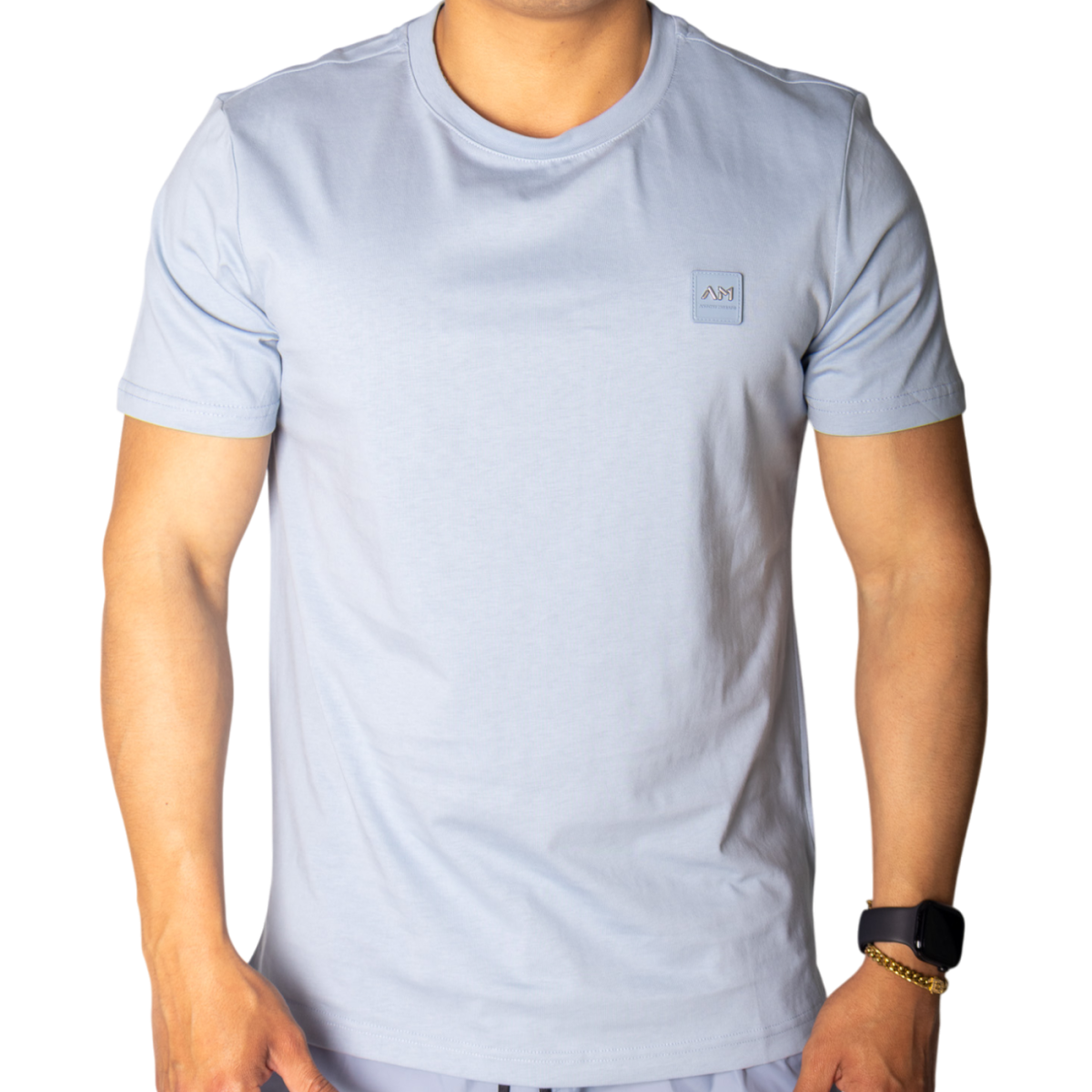 Camiseta Antony Morato Azul Sky Algodon con Logo Metalico Azul Antony Morato | Camisetas  - Estilo urbano premium