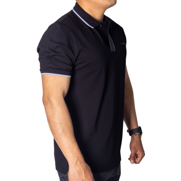 Polo Antony Morato de Piqué Algodon Negro con Lineas