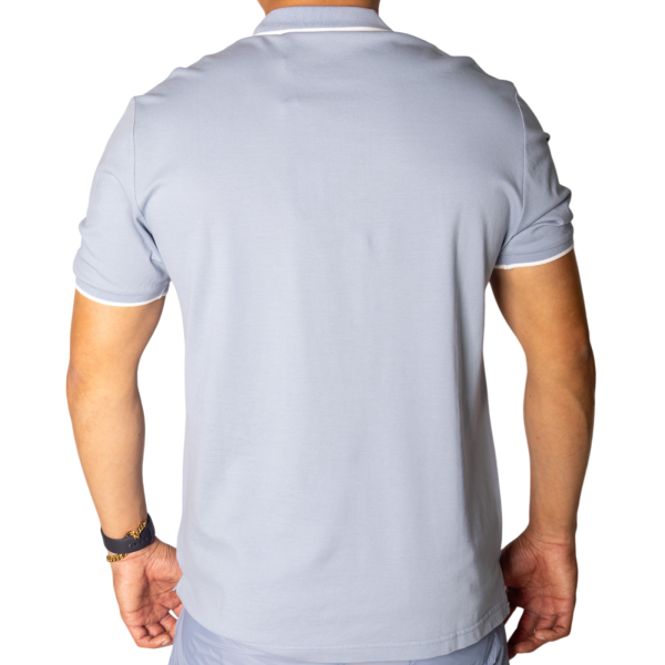 Polo Antony Morato de Piqué Algodon Azul Sky con Lineas