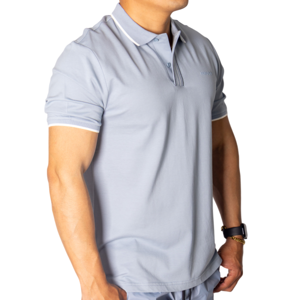 Polo Antony Morato de Piqué Algodon Azul Sky con Lineas