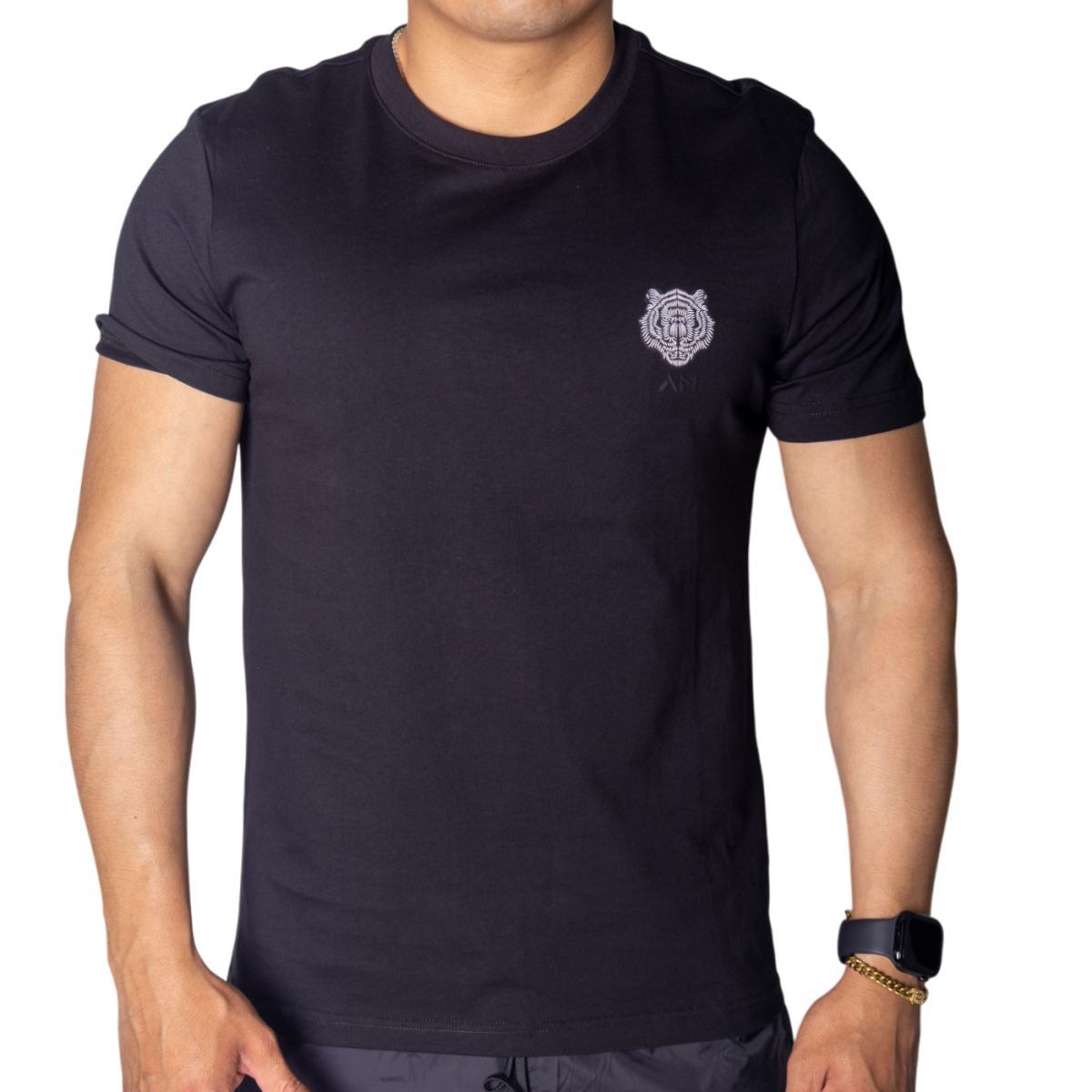 Camiseta Antony Morato Regular de Algodón Negro con Parche Blanco