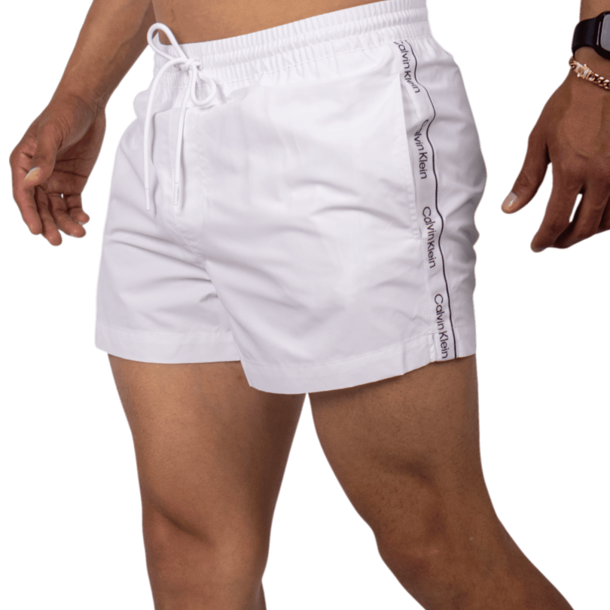 Bañador Calvin Klein Corto Basic Logo Tape Blanco