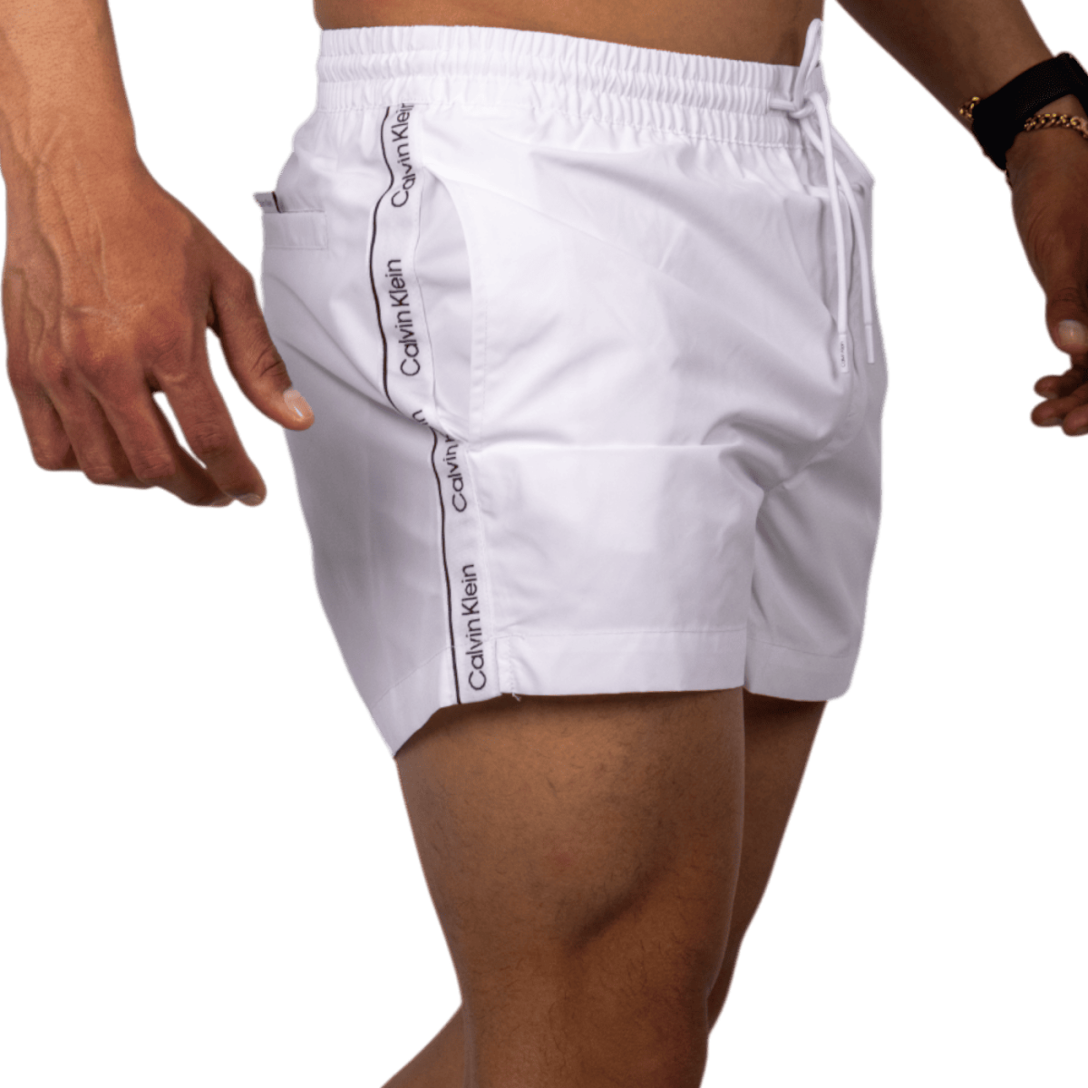Bañador Calvin Klein Corto Basic Logo Tape Blanco 2