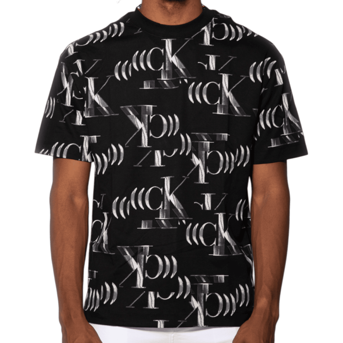 Camiseta Calvin Klein Relaxed Con Logo All Over Negro
