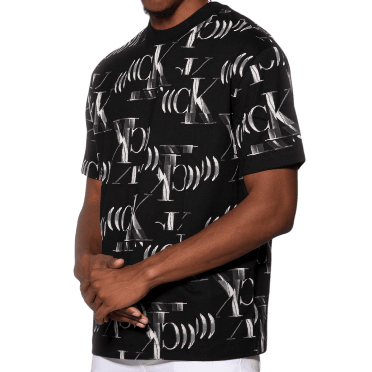 Camiseta Calvin Klein Relaxed Con Logo All Over Negro 2