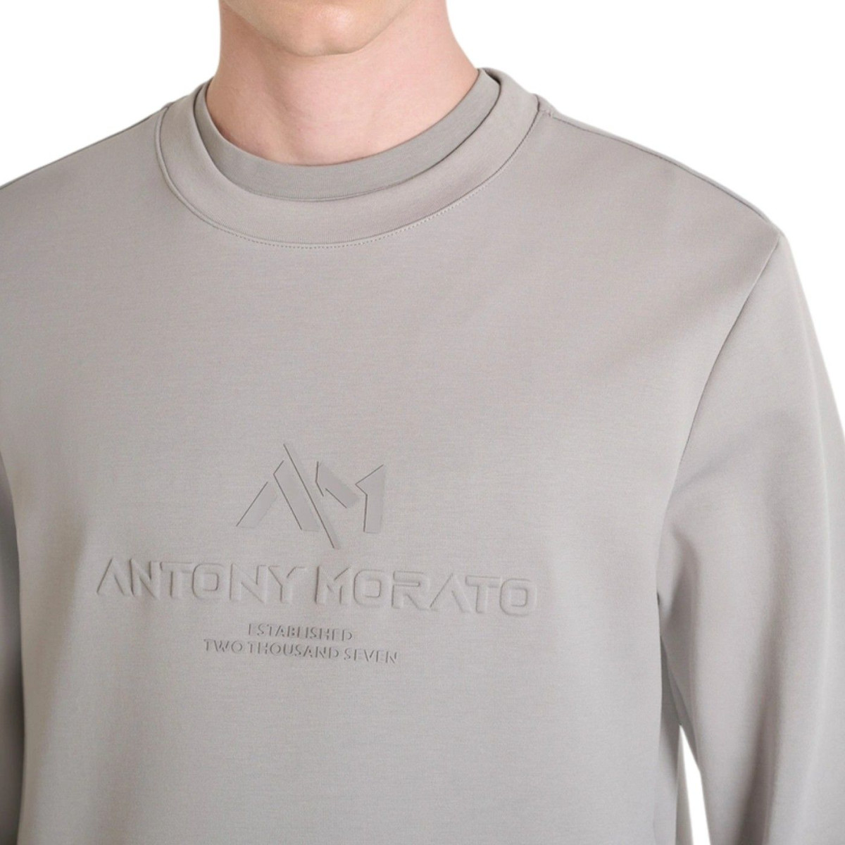 Sudadera Antony Morato Cuello Redondo Logo Estampado Hombre Gris Claro 2
