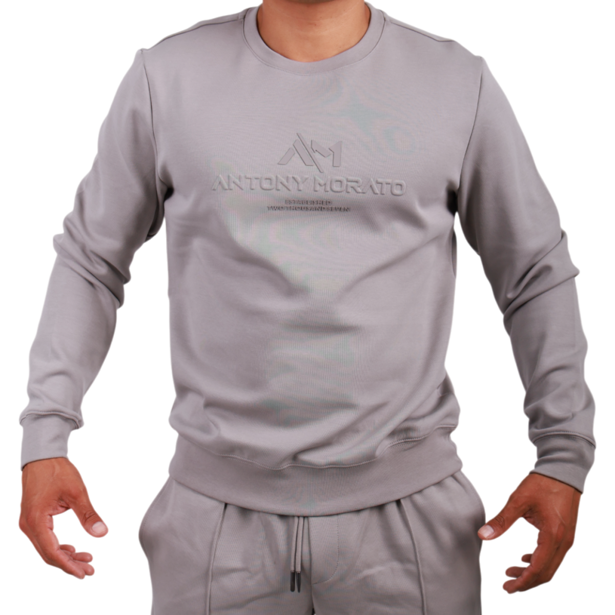 Sudadera Antony Morato Cuello Redondo Logo Estampado Hombre Gris Claro