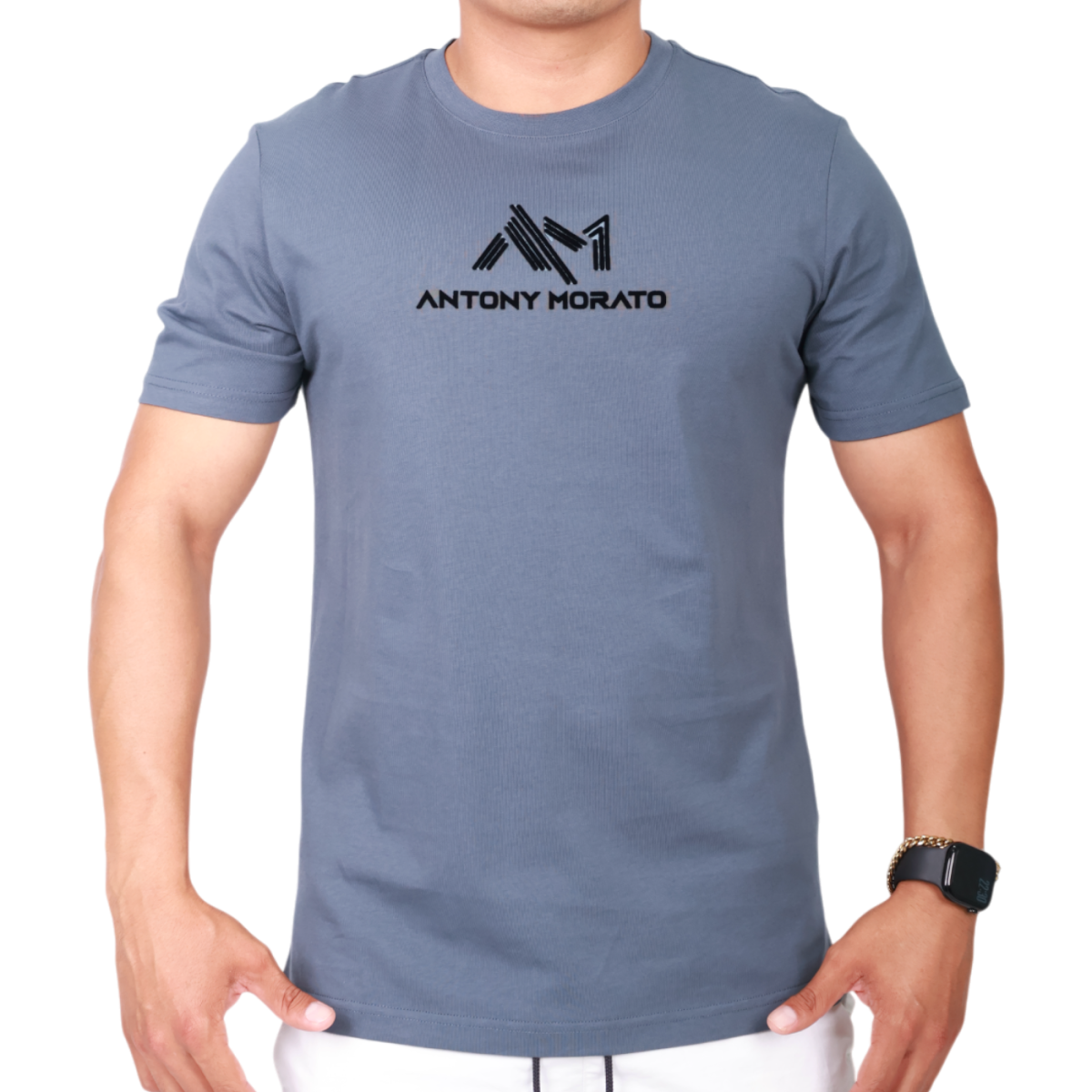 Camiseta Antony Morato Logo New 3D Punto de Algodon Hombre Gris