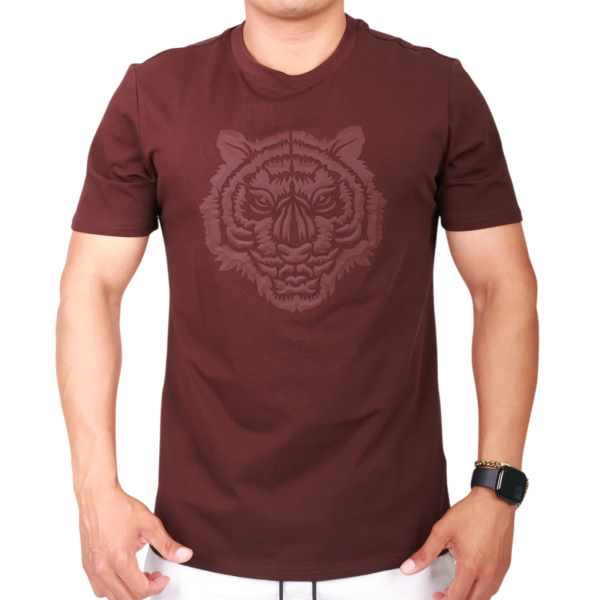 Camiseta Antony Morato Punto Algodon Tigre Estampado Hombre Burdeos
