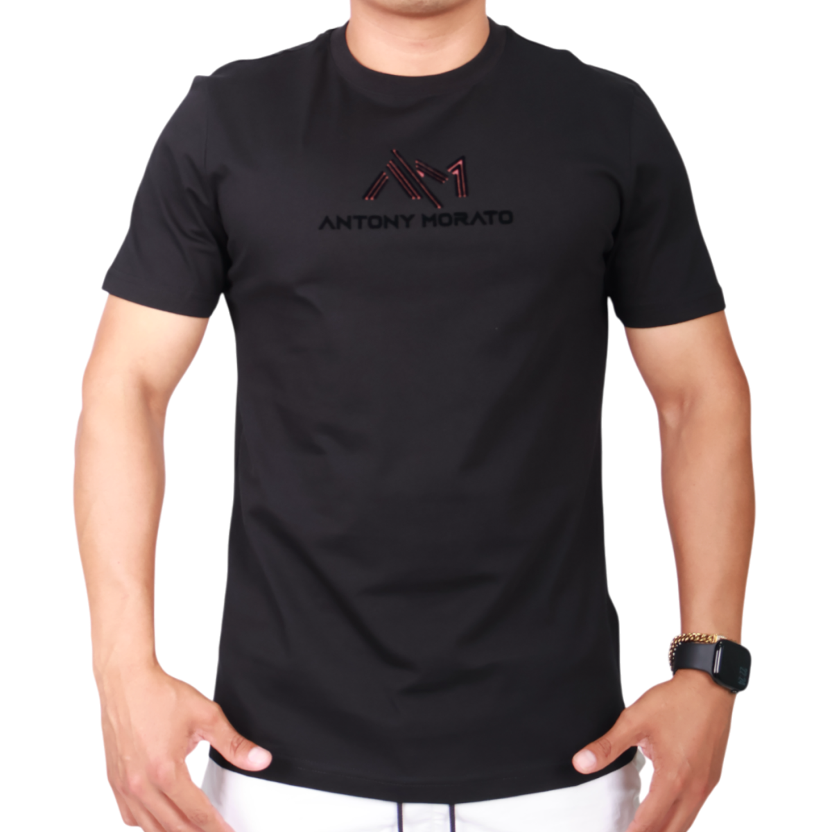 Camiseta Antony Morato Logo New 3D Punto de Algodon Hombre Negro