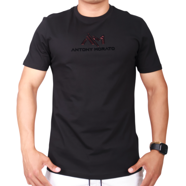 Camiseta Antony Morato Logo New 3D Punto de Algodon Hombre Negro