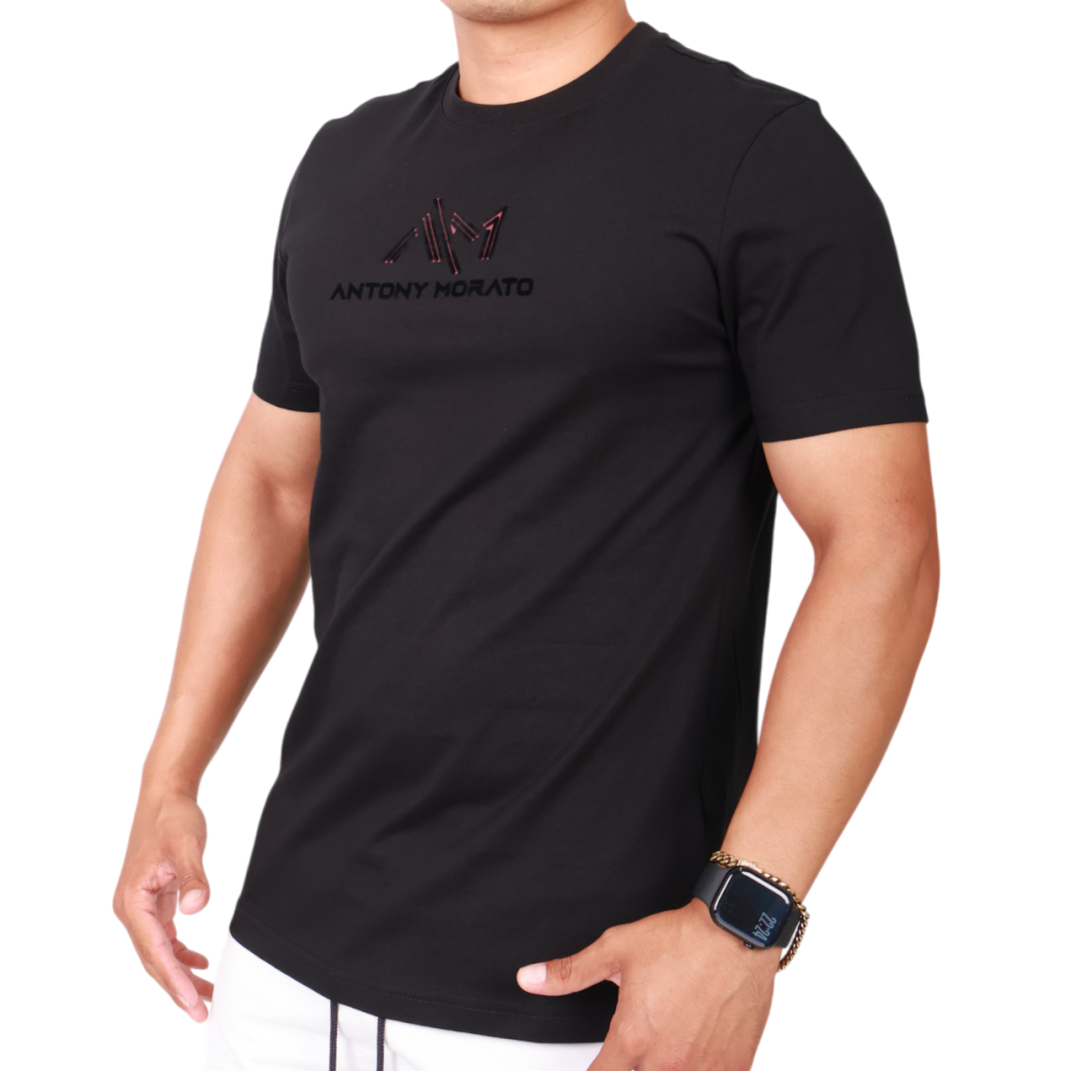 Camiseta Antony Morato Logo New 3D Punto de Algodon Hombre Negro 2