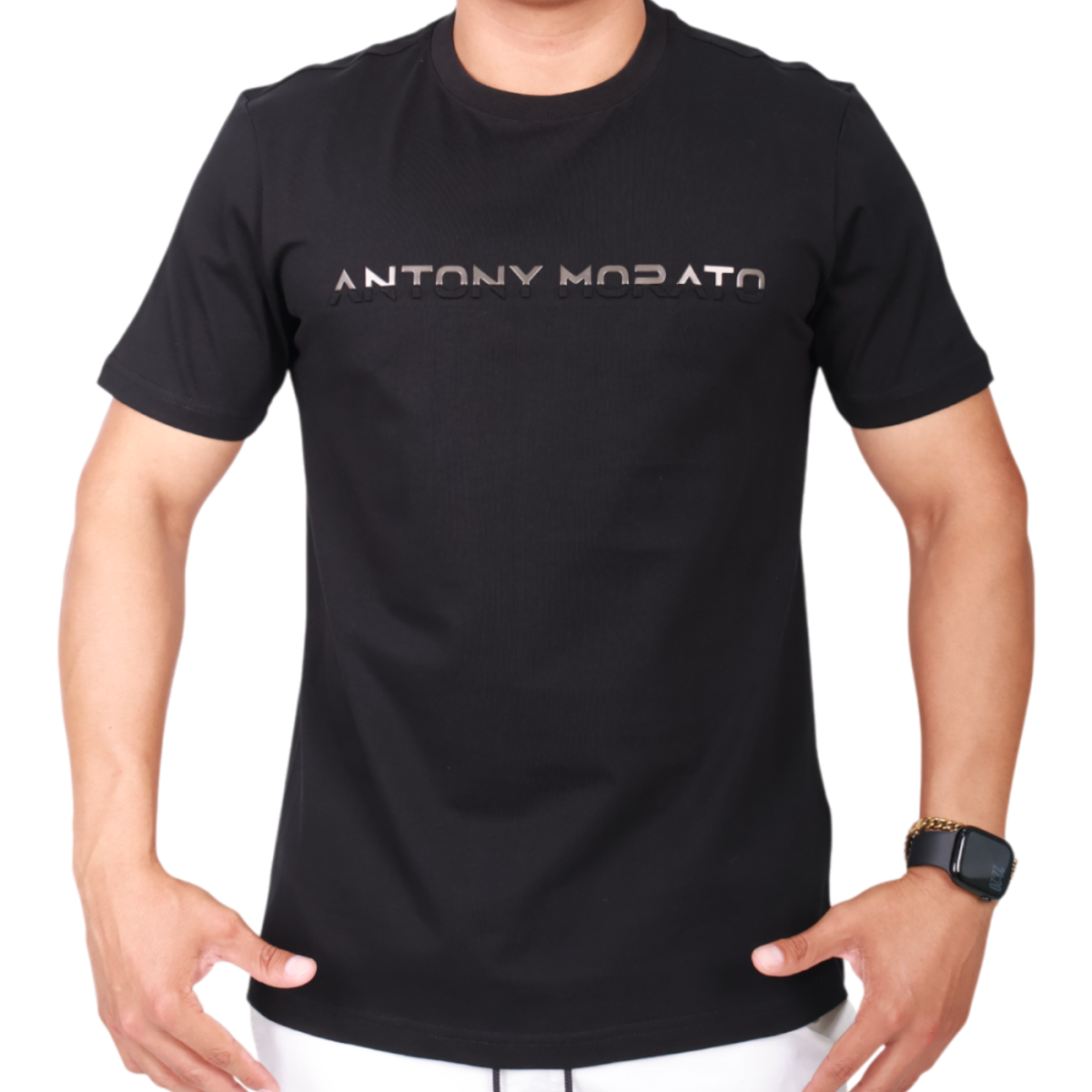 Camiseta Antony Morato Logo Estampado Laminado Hombre Negro