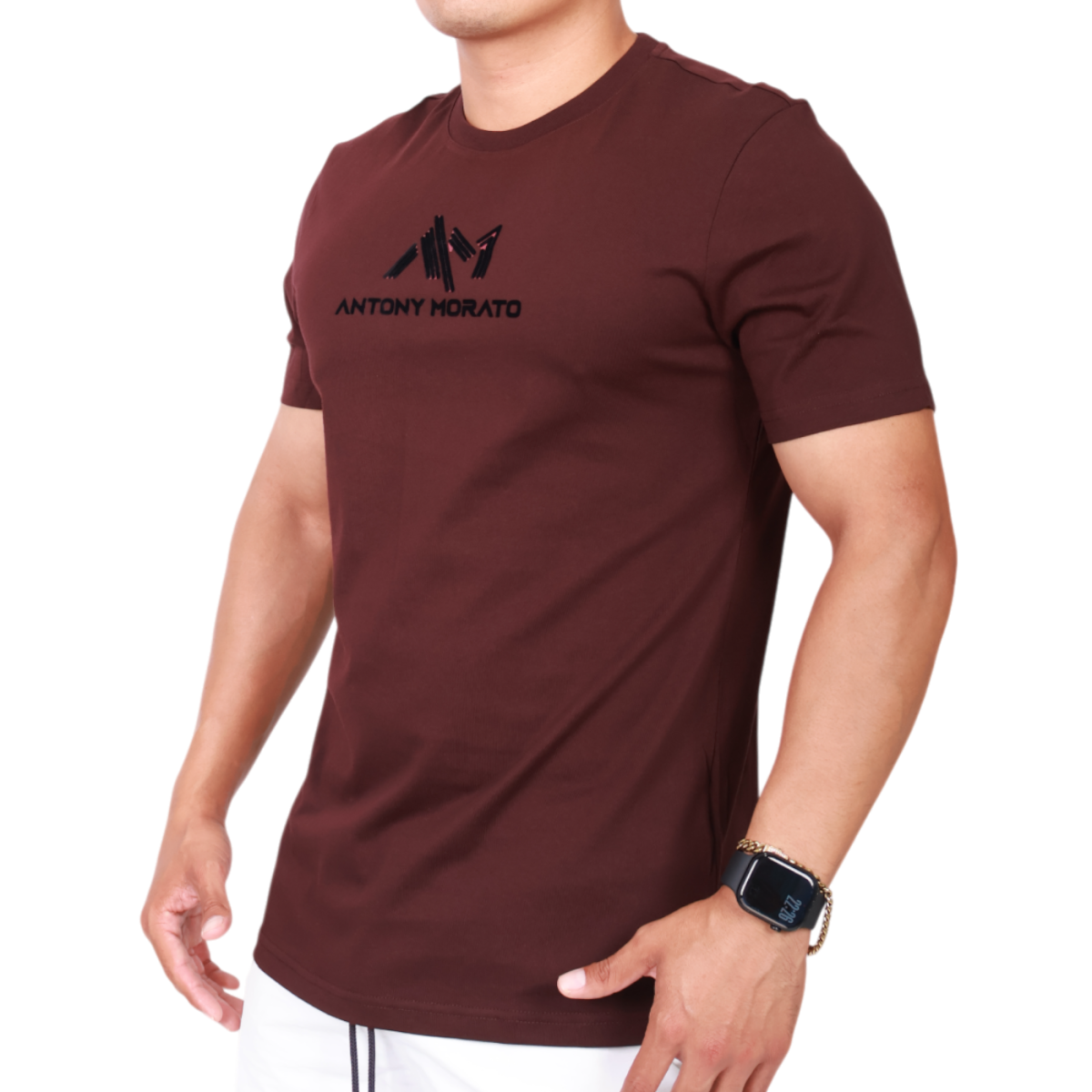 Camiseta Antony Morato Logo New 3D Punto de Algodon Hombre Burdeos 2