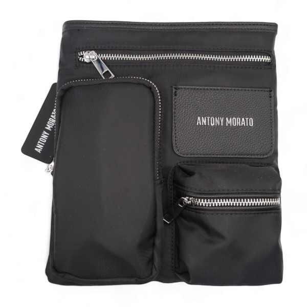 Bandolera Antony Morato Negro Piel Sintética y Nylon Leather – Estilo Urbano