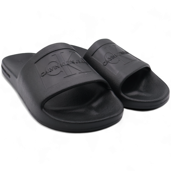 Chanclas Calvin Klein Monograma Devossed Negro Calvin Klein | Calzado  - Estilo urbano premium
