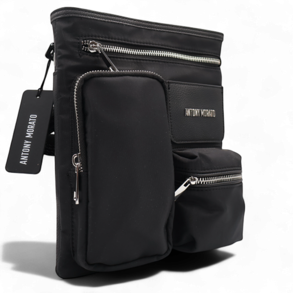 Bandolera Antony Morato Negro Piel Sintética y Nylon Leather – Estilo Urbano