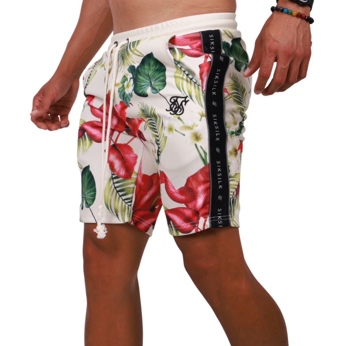 Pantalon SikSilk Retro Tropics Tape Blanco SikSilk | Short  - Estilo urbano premium 2