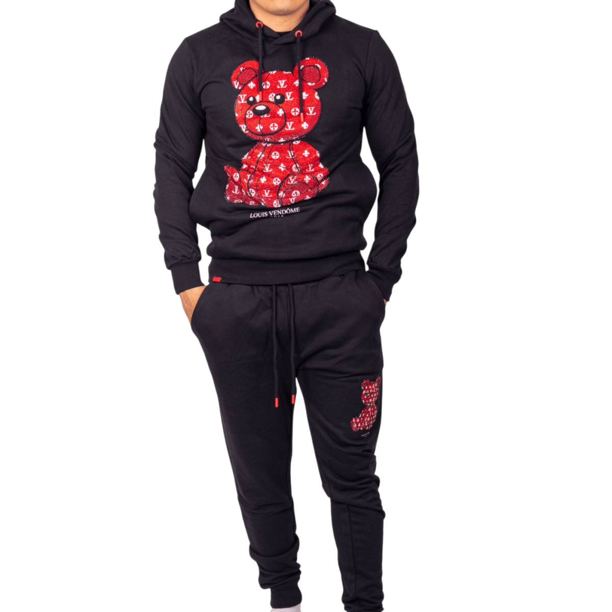 Chandal Louis Vendome Oso Piedras Street Negro y Rojo Louis Vendome | Sudaderas  - Estilo urbano premium 2