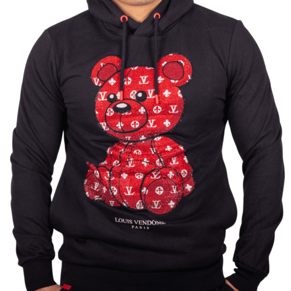 Chandal Louis Vendome Oso Piedras Street Negro y Rojo Louis Vendome | Sudaderas  - Estilo urbano premium