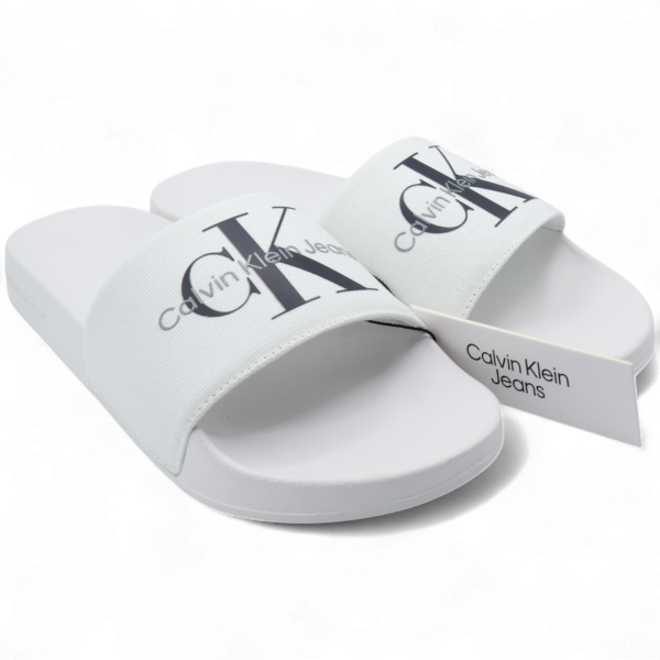 Chanclas Calvin Klein Slide Monograma Blanco Calvin Klein | Calzado  - Estilo urbano premium