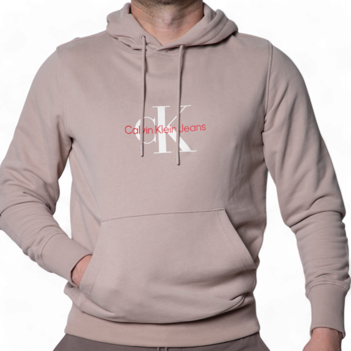 Sudadera Con Capucha Calvin Klein Basica Monologo Beige Calvin Klein | Sudaderas  - Estilo urbano premium