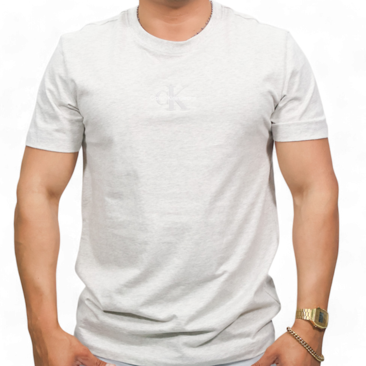 Camiseta Calvin Klein Monologo Gris Calvin Klein | Camisetas  - Estilo urbano premium