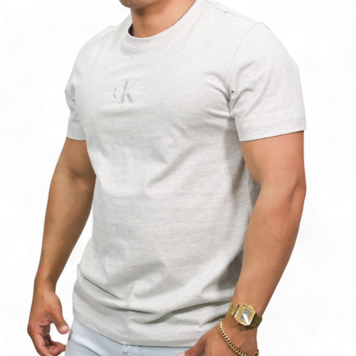 Camiseta Calvin Klein Monologo Gris Calvin Klein | Camisetas  - Estilo urbano premium 2