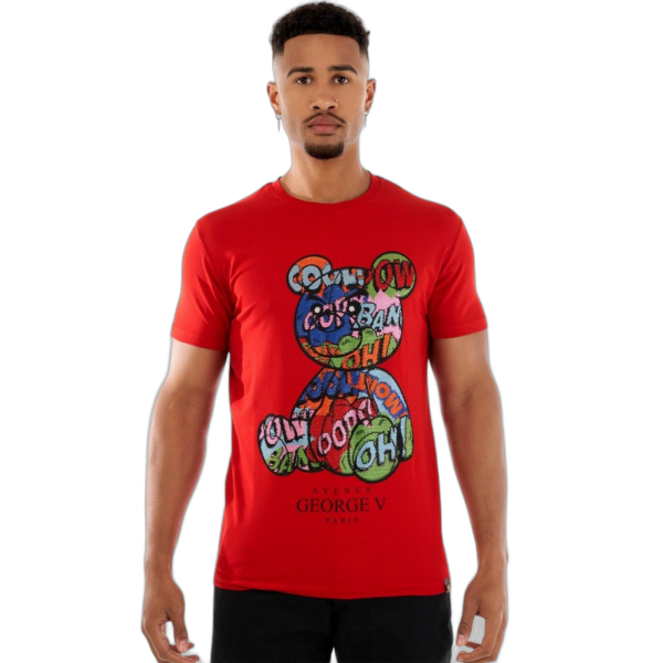 Camiseta George V Paris Mosaico Oso Avenue Rojo George V Paris | Camisetas  - Estilo urbano premium