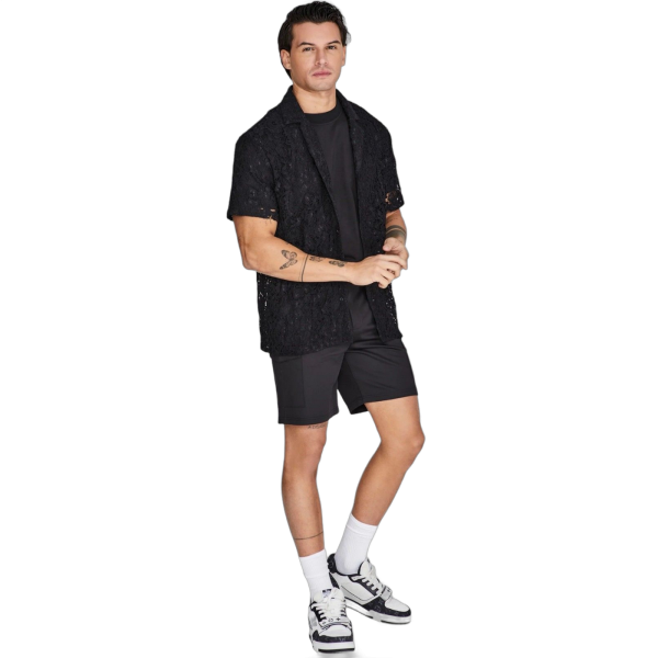 Camisa SikSilk Bordado Lace Resort Negro SikSilk | Camisas y Polos  - Estilo urbano premium