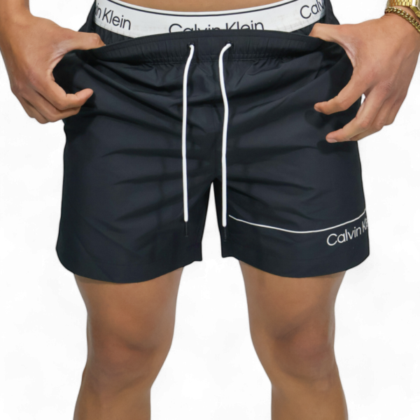 Bañador Calvin Klein con Cinturilla Doble Negro Calvin Klein | Ropa de baño  - Estilo urbano premium